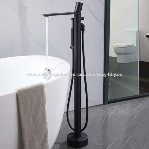 Robinetterie de douche, robinet de baignoire autoportant noir pour l'ingénierie hôtelière et domestique, tout cuivre, double usage eau froide/chaude, côté baignoire
