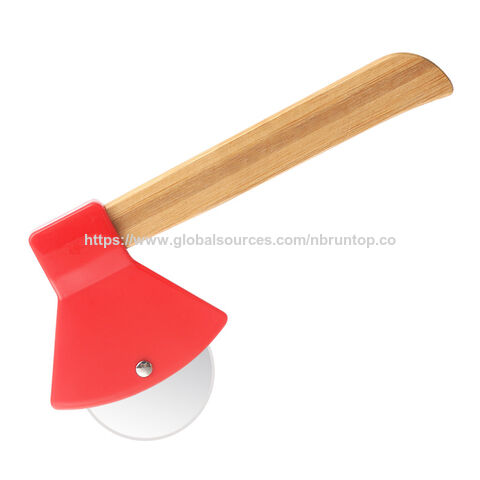 Cortador de Pizza Atacado com Cabo de Bambu, Cortador de Pizza em Aço Inoxidável em Forma de Machado para Pizza, Waffles, Massa, Utensílios de Cozinha for sale at factory direct price
