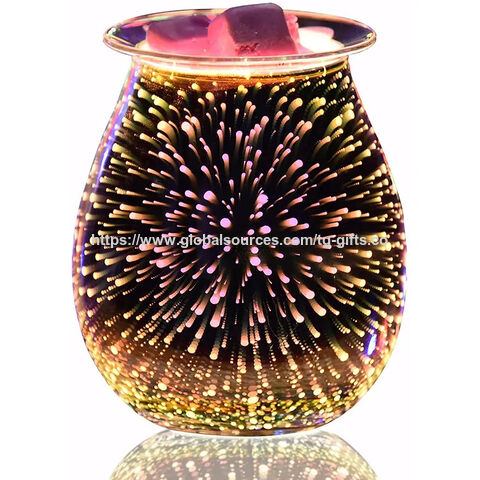 Diffuseur d'Arôme Électrique en Verre 3D, Désodorisation Domestique et Lumière de Bougie d'Aromathérapie Sans Flamme