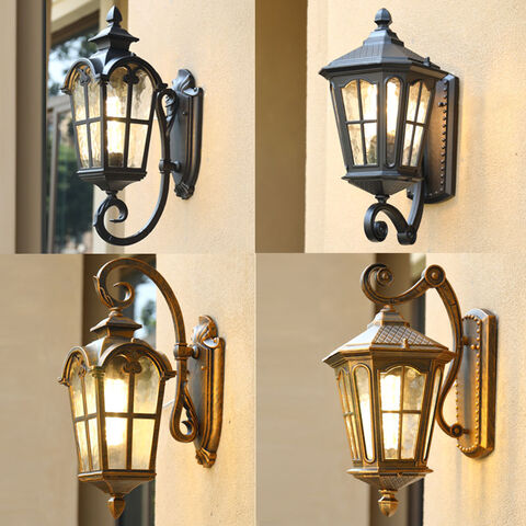 Luminárias de parede para pátio estilo americano, arandelas externas à prova d'água para corredores, estilo europeu antigo para varanda