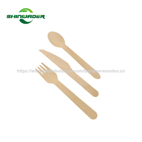 Fabricant Chinois Couleur Bois Naturel Écologique Échantillon Gratuit Couverts en Bois Recyclables
