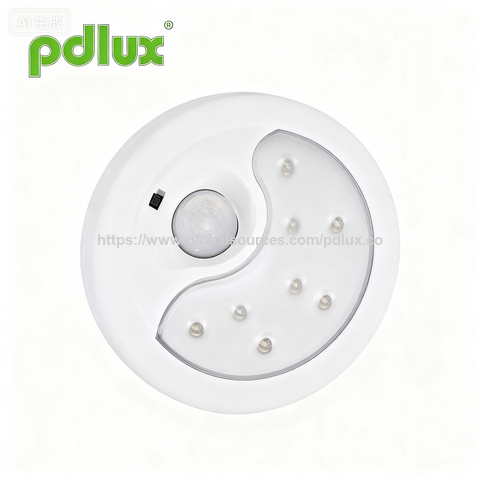 PDLlux PD-PIR2026 LED Nachtlicht Kabellos Innen Wand Decke PIR Bewegungssensor Weiß ABS Kunststoff Batteriebetrieben Für Wohnbereich