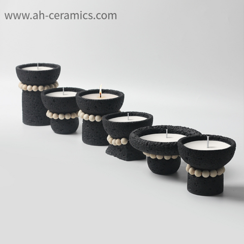 Tarro de vela de lujo con tapa y caja de regalo - Envase de cerámica vacío para velas de soja, negro, rosa, también ideal para dulces for sale at factory direct price