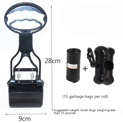 Ensemble de Ramasse-Crottes Ergonomique à Long Manche avec Distributeur de Sacs Biodégradables Intégré pour Animaux de Compagnie