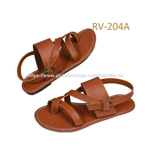 Sandales plates pour femmes ODM, sandales plates à la mode pour femmes, chaussures d'extérieur pour dames, sandales de plage for sale at factory direct price
