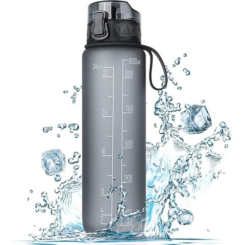 Bouteille d'eau de sport 1 litre (sans BPA), gourde avec poignée en caoutchouc antidérapante, idéale pour le vélo, les activités de plein air, vente en gros