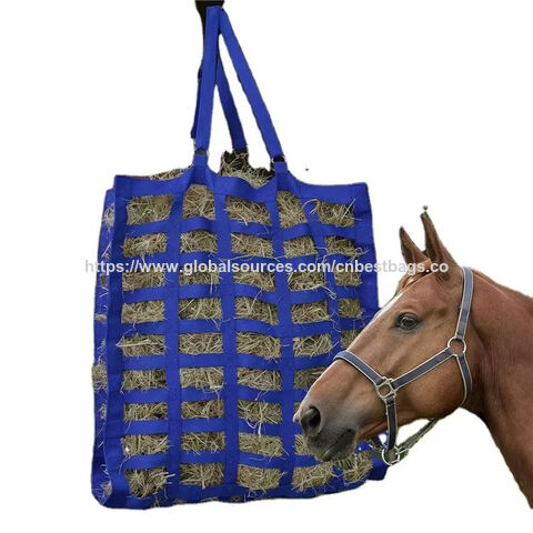Bolsa de alimentación para caballos con heno, con cuatro lados de malla - Bolsa de red para heno