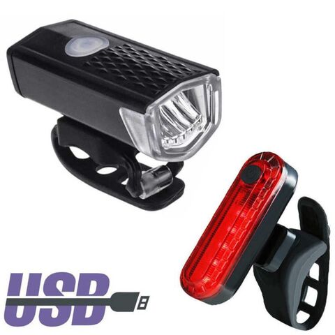 Conjunto de luzes de bicicleta recarregáveis USB super brilhantes dianteira e traseira, lâmpadas à prova d'água para segurança no ciclismo