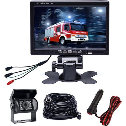 7-Zoll Universal Auto Rückfahr Monitor Kit - 18 LED Nachtsicht Rückfahrkamera mit wasserdichtem 4-Pin Verlängerungskabel