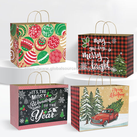 Luxuriöse Weihnachtsgeschenktüten, übergroß, umweltfreundliches Kraftpapier, schneller Versand, Großhandel für Firmenfeiern und Gastgeschenke
