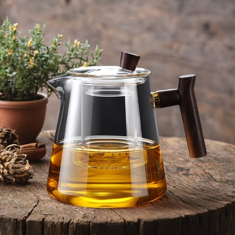 Juego de tetera de vidrio, taza elegante con filtro de vidrio, artefacto de separación de té, juego de té de alta gama de lujo ligero para exteriores