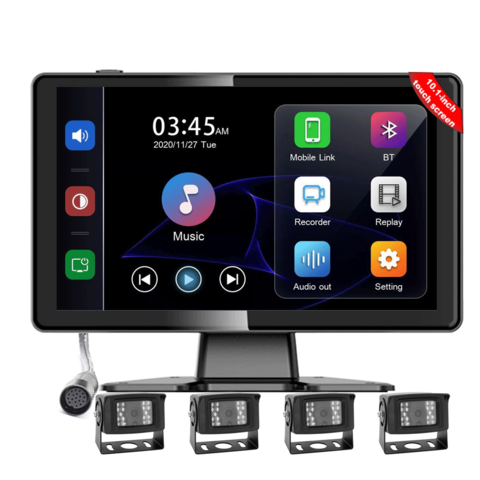 Tragbares 10,1-Zoll-4-Kanal-IPS-HD-Touchscreen-Autoradio mit Carplay-Bildschirm für Apple Carplay & Android Auto MP4 DVR-Monitor