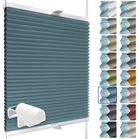 Estor Panal Plisado para Ventanas, 100% Opaco, con Soportes de Pinza, Klemmfix, No Requiere Perforación, Azul Pastel (Dorso Blanco) for sale at factory direct price