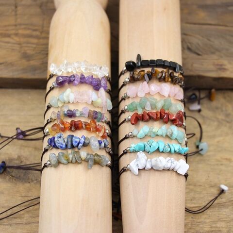 Pulsera Elástica de Cuentas de Moda con Piedras Naturales Irregulares y Coloridas de Cristal