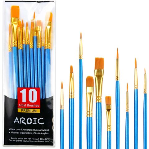 Juego de Pinceles de Pintura Acrílica, 1 Paquete / 10 piezas Pinceles de Acuarela Pincel de Pelo de Nylon para Óleo y Acuarela de Todo Propósito for sale at factory direct price