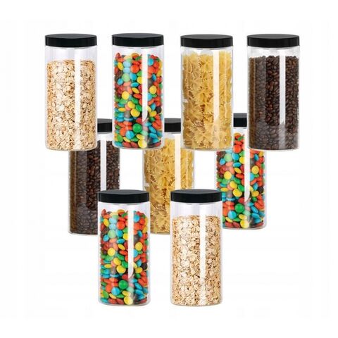 Tarros de plástico personalizados de alta calidad, transparentes, con cierre de seguridad y tapa de polipropileno para dulces y galletas for sale at factory direct price