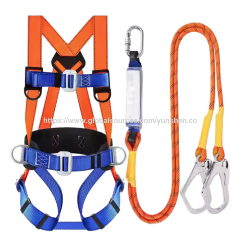 Trabajos de construcción con cinturón de seguridad anticaídas de cuerpo completo con ganchos cromados, cinturón lumbar anticaídas y arnés de escalada