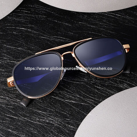 Blaulichtfilter Brille mit individuellem Logo, quadratisches Gestell, modische Sonnenbrille, UV400 polarisierte TAC Gläser, Metall & rutschfestes Gummi Material