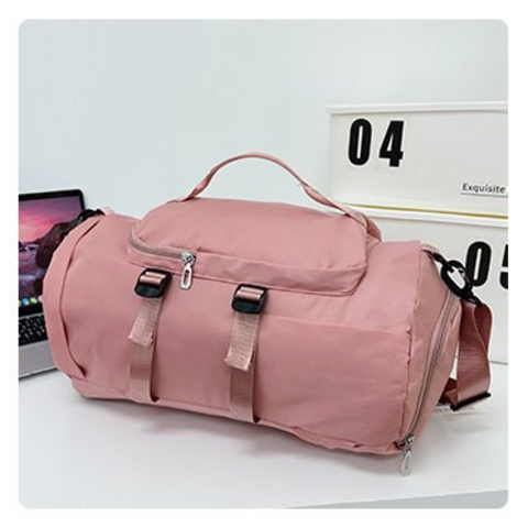 Sac de voyage minimaliste multifonctionnel de couleur unie, sac à bagages à double dos portable pour sports de plein air, séparation unisexe humide et sèche