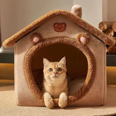 Casa para Gatos de Pelúcia de Alta Qualidade, Cama para Animais de Estimação, Canil para Cães Pequenos com Casa para Gatos Removível e Lavável para as Quatro Estações, Villa Quente de Inverno para Cães for sale at factory direct price