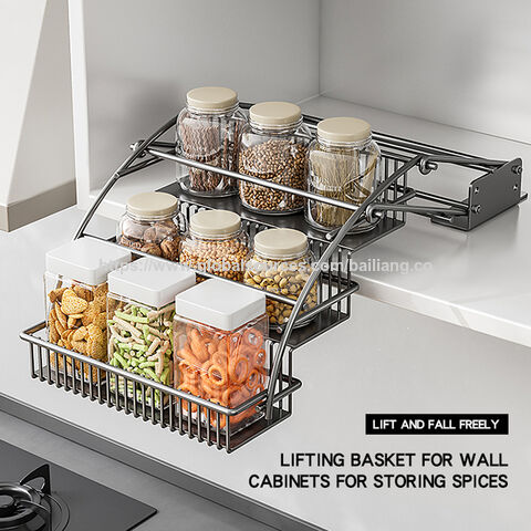 Organizador de Especieros Desplegable de 3 Niveles para Interior de Gabinetes, Estante Elevador de Exhibición Extensible para Despensa, Estante de Condimentos de Cocina for sale at factory direct price