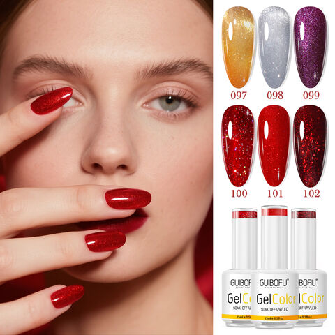 Ensemble de 6 Vernis à Ongles en Gel de 15ml avec Effet Pailleté. Kit de Conception d'Art d'Ongles DIY avec Vernis à Ongles en Gel UV Soak-Off. Gel Vernis à Ongles Pailleté