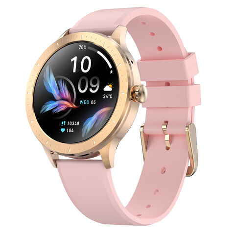 Montre Connectée Fitness AMOLED pour Femme avec Surveillance de la Fréquence Cardiaque et de la Pression Artérielle, IP68 Étanche, Compatible iOS et Android