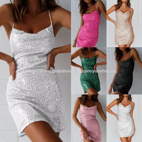 Nuevo Mini Vestido Sin Tirantes Sexy Descubierto Brillante Vestido de Fiesta para Discotecas y Fiestas for sale at factory direct price
