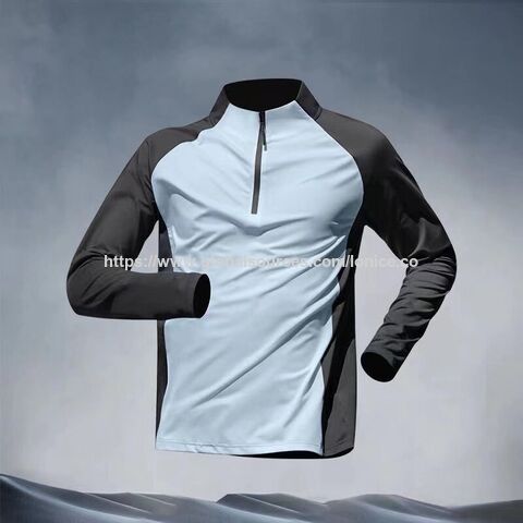 Camisetas Deportivas Casuales de Gimnasio para Hombre con Cremallera de 1/4, Cuello Alto y Manga Larga - Ropa de Entrenamiento para Ciclismo