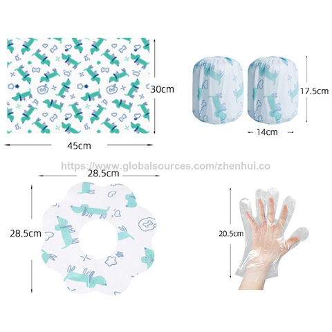 Set de exterior de cuatro piezas para bebé, portátil, resistente al aceite e impermeable, con mantel individual, guantes, babero y cubre mangas interior. for sale at factory direct price