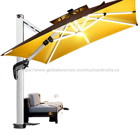 High Quality Solar Led Patio Umbrella Outdoor Parasol Large Roman Umbrella OUTDOOR MARKET UMBRELLA for sale at factory direct price