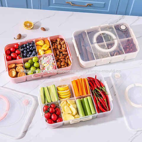 Bandeja Dividida para Servir con Tapa y Asa, Apta para Lavavajillas, Contenedor Organizador de Snacks Resistente al Calor para Bandeja de Frutas for sale at factory direct price
