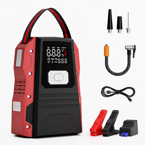 Arrancador de Coche 5000A 12V e Inflador de Neumáticos, Cilindro de 22mm, con Luz LED Plegable, para Motores Diésel y de Gasolina
