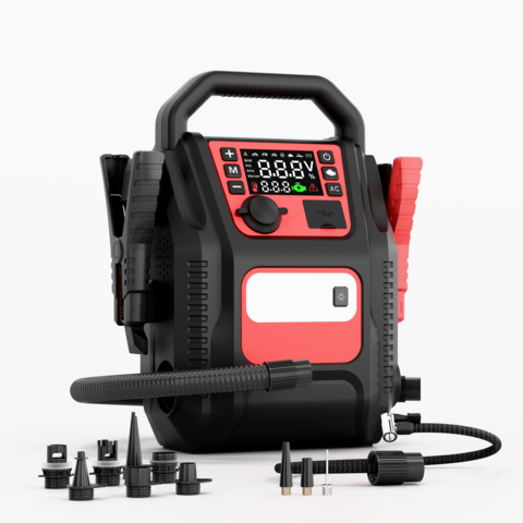 Estación de Energía Portátil y Arrancador de Coches Todo en Uno con Doble Salida AC, Inflador de Neumáticos, Bomba de Aire SUP, Iluminación LED, Gran Capacidad for sale at factory direct price