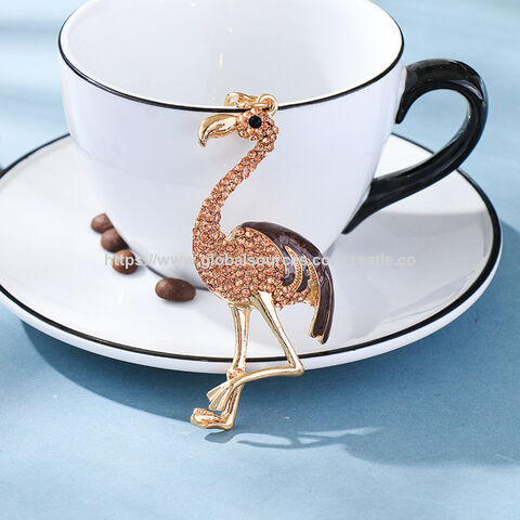 Porte-clés Flamant Rose en Strass OEM Pendentif Décoratif Oiseau Étincelant en Boîte pour Sac à Main Portefeuille for sale at factory direct price