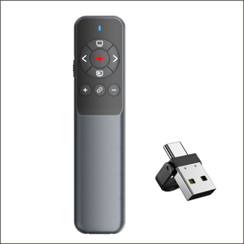 كليكر عرض تقديمي 2 في 1 USB Type C مع مؤشر ليزر، جهاز عرض لاسلكي لعروض PowerPoint التقديمية for sale at factory direct price
