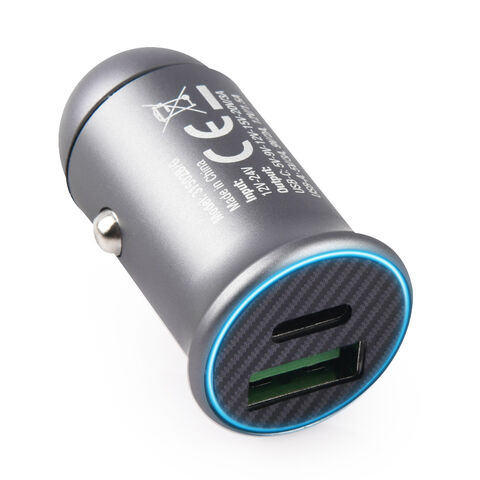 OEM Mini Dual Port USB Metall QC18W Handy Auto USB Adapter TYP C PD 60W Kfz-Ladegerät mit KC CE ROHS CB FCC