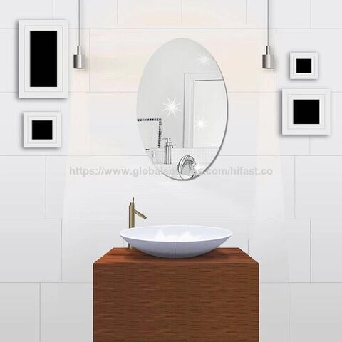 Miroir Adhésif Flexible Personnalisé, Verre Acrylique Souple, Formes Ovales 3D, Stickers Miroir Auto-Adhésifs pour Décoration Murale for sale at factory direct price