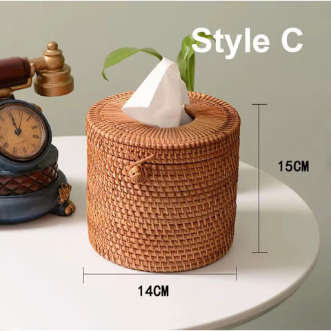 Caixas de lenços de vime trançado à mão por atacado do Vietname para varejistas de decoração para casa
