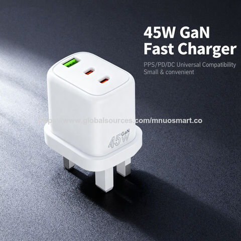 MNUO 45W GaN-Ladegerät mit PPS/PD/DC-Protokoll, faltbarer UK-Stecker, für Laptop/OnePlus, OEM/ODM-Lieferant – Bestseller