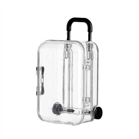 Organizador de escritorio transparente con múltiples compartimentos en forma de equipaje para material de oficina, caja de belleza, organizadores de escritorio. Maleta ligera.