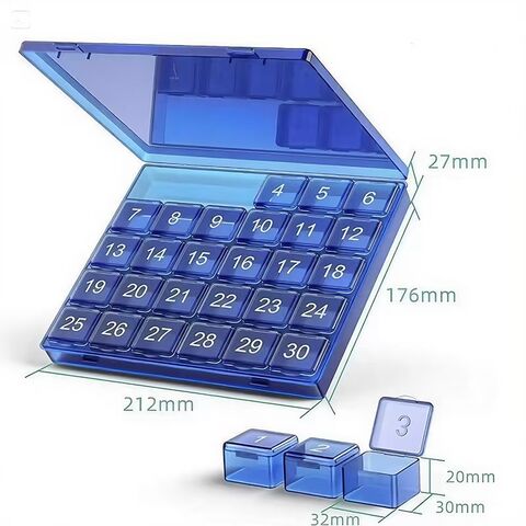 Boîte de Rangement de Voyage pour Médicaments et Comprimés, 30 Compartiments, Pilulier Hebdomadaire