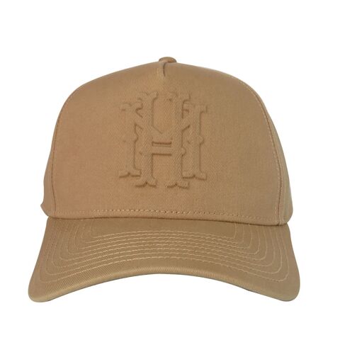 Casquette de baseball en coton camel à 5 panneaux avec relief 3D