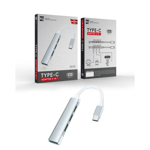 Adaptador de Estación de Acoplamiento HUB 4 en 1 de Aleación de Aluminio Tipo C para Teléfono Móvil y Portátil OEM en Stock for sale at factory direct price