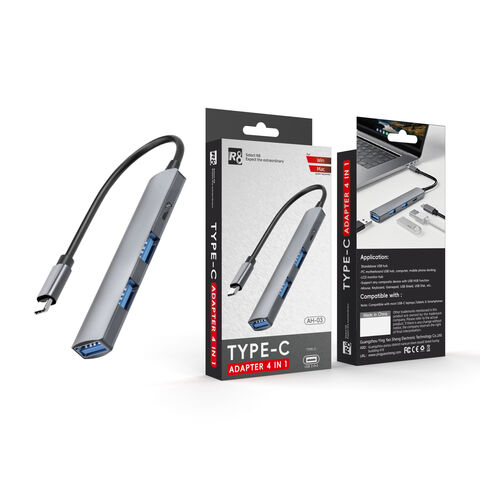 Adaptador Divisor USB de Alta Velocidad R8 AH-03, Concentrador Expansor Tipo C, 4 Puertos USB 3.0 para Accesorios de Computadora PC, Concentrador Multipuerto for sale at factory direct price