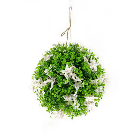 Bola de Flores Artificiales Colgante Verde Hecha a Mano con Flores Blancas para Decoración de Bodas al por mayor for sale at factory direct price