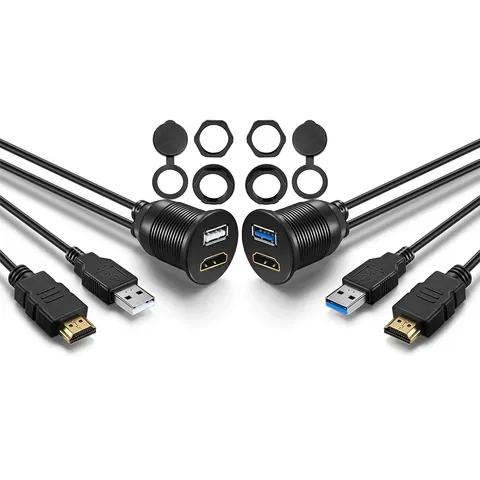 Cable de extensión impermeable USB 3.0/2.0 HDTV de doble puerto, panel macho a hembra de alta calidad para coche, yate, barco, motocicleta, salpicadero, 2 m for sale at factory direct price