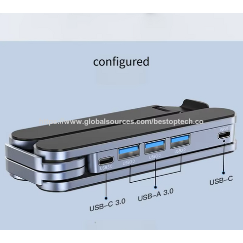 حامل لابتوب مع موزع واجهة USB 3.0 مصنوع من سبائك الألومنيوم مع محطة إرساء، حامل قابل للطي محمول لزيادة الارتفاع for sale at factory direct price