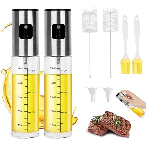 2er-Pack Ölsprüher Glas 100 ml, Ölspray für Heißluftfritteuse, Sprühflasche für Speiseöl, Olivenölsprüher.