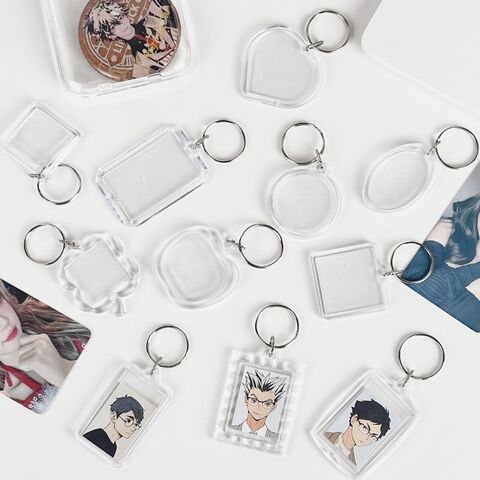 Llavero de fotos personalizado, creativo, en stock, con forma personalizada, colgante para teléfono móvil en blanco, llavero con marco de fotos acrílico transparente